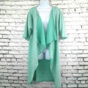Lularoe Womens Kimono Small Green Shirley Duster Flowy Open Front Cardigan